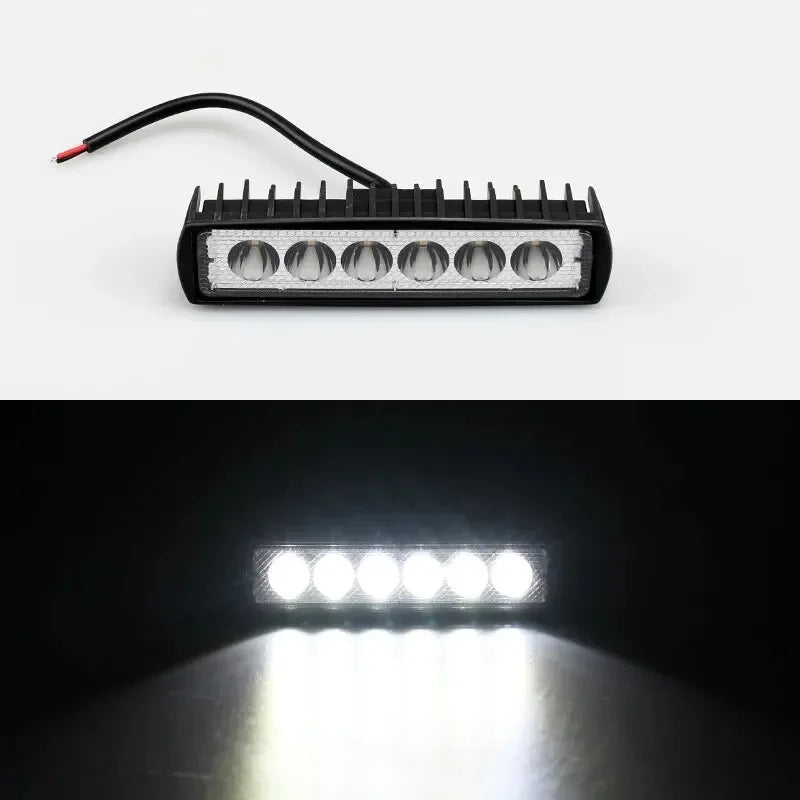 18W 6-LED Car Work Light - Universal 12V High-Bright Offroad Spotlight