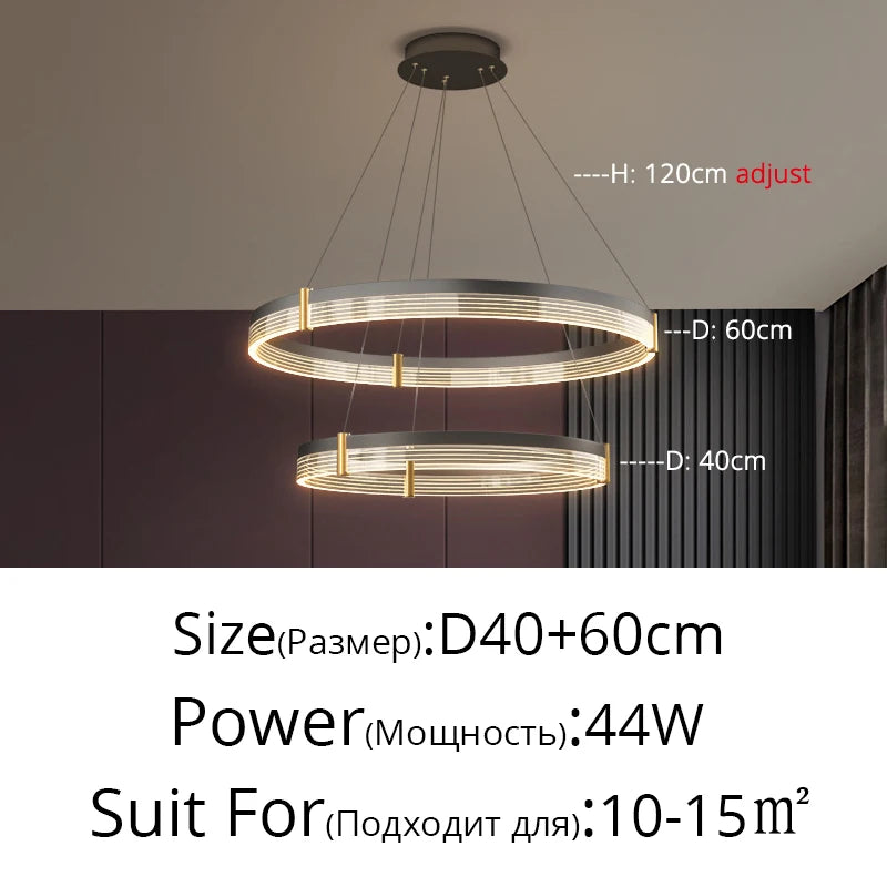 Nordic Living Room Pendant Light Luxury Ring Bedroom Lamp Modern Designer Lustre Home Decor Simple Dining Room Circle Chandelier