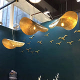 Minimalist Creative Decor Copper Pendant Lamps Lotus Leaf Hat Lamp Living Room Restaurant Light Bar LED Chandelier