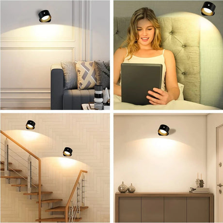 LED Wall Light 360 Rotate Rechargeable Wall Mounted Sconce Lamps Modern Nordic Luminaire Indoor Decor Cordless Wall Light
