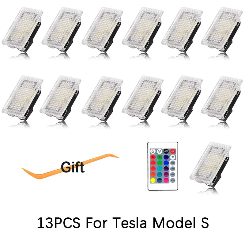 For Tesla RGB LED Lights Bulbs Kit Atmosphere Lamp Projector Trunk Lamp With Remote Control Car Interior for Tesla Model Y 3 X S