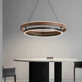 Designer's modern wood grain color retro living room pendant light dining room bedroom study circular pendant light