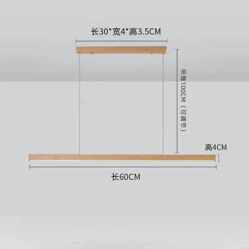 Japanese Pendant Light Black Walnut Fashion Home Design Nordic Long Strip Light Office Simple Wooden Dining Table Light