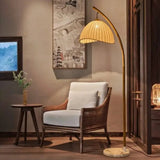 Foyer Wabi Sabi Canvas Shades Led Floor Lamp Nordic Bamboo Design Metal Floor Light Nordic Minimalism Living Room Lustre Lamp