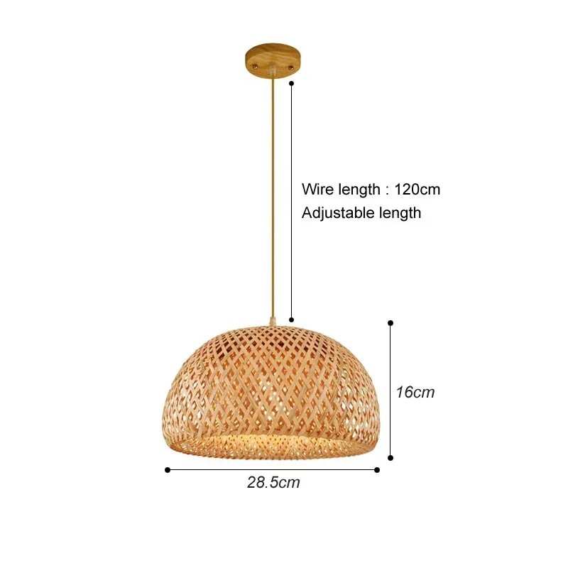Classic Bamboo Luster's Chandelier Hanging Lamp Ceiling Handmade Rattan Pendant Light Fixture Weaving Home Living