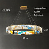 2025 Modern New Enamel Color Chandiler Lustre Crystal Glass Ceiling Light Luxury LED Ring Villa Decor Bedroom Living Dining Room
