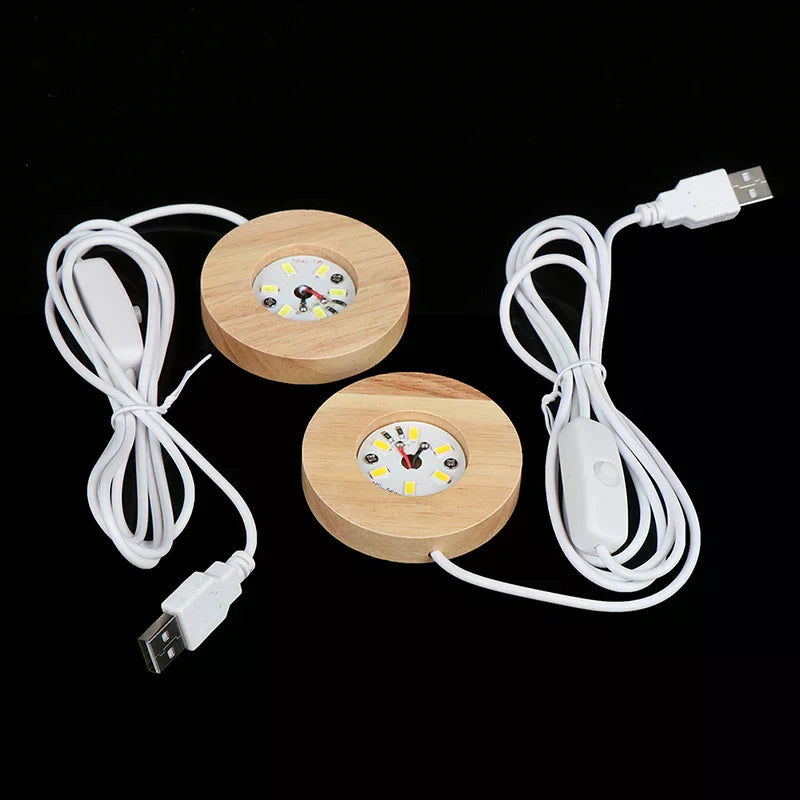 New Wooden LED Light Rotating Display Stand Lamp Holder Lamp Base Art Ornament Wood Light Base Rechargeable Remote Control