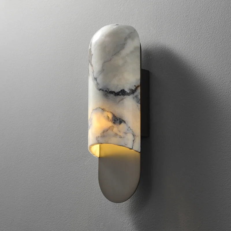 Luxury Copper Marble Wall Lamp New Modern Style Bedside Sconce High End Retro Vintage Bedroom Corridor Decoration LED Lights