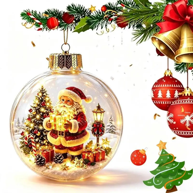 Glowing Christmas Story Ornament - Glowing Christmas Diorama Ornament, Light-Up Mini Scene With Warm LED Light, Light-Up Mini