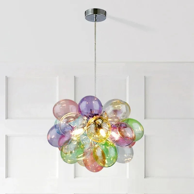 Modern Colorful Glass Ball Chandeliers For Living Bedroom Pendant Lamp Lustres Para Sala De Jantar Hanging