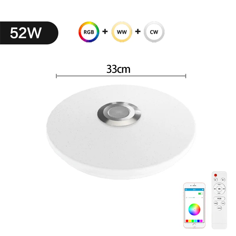  52W RGB Ceiling Lamps Music Player Bluetooth Remote APP Control Light Dimmable 220V for Bedroom Indoor Decoration Lustre