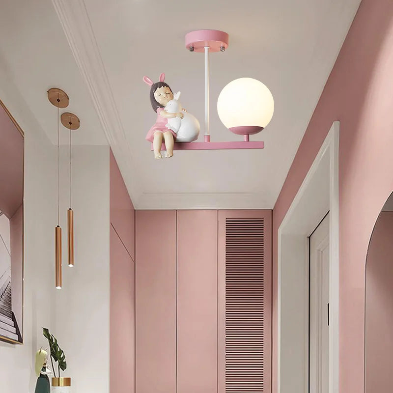 Children's Room Bedside Ceiling Lamp Girl Boy Wall Art Ceiling Lights Creative Cartoon Eye Protection Led  Home Decor Fixtures