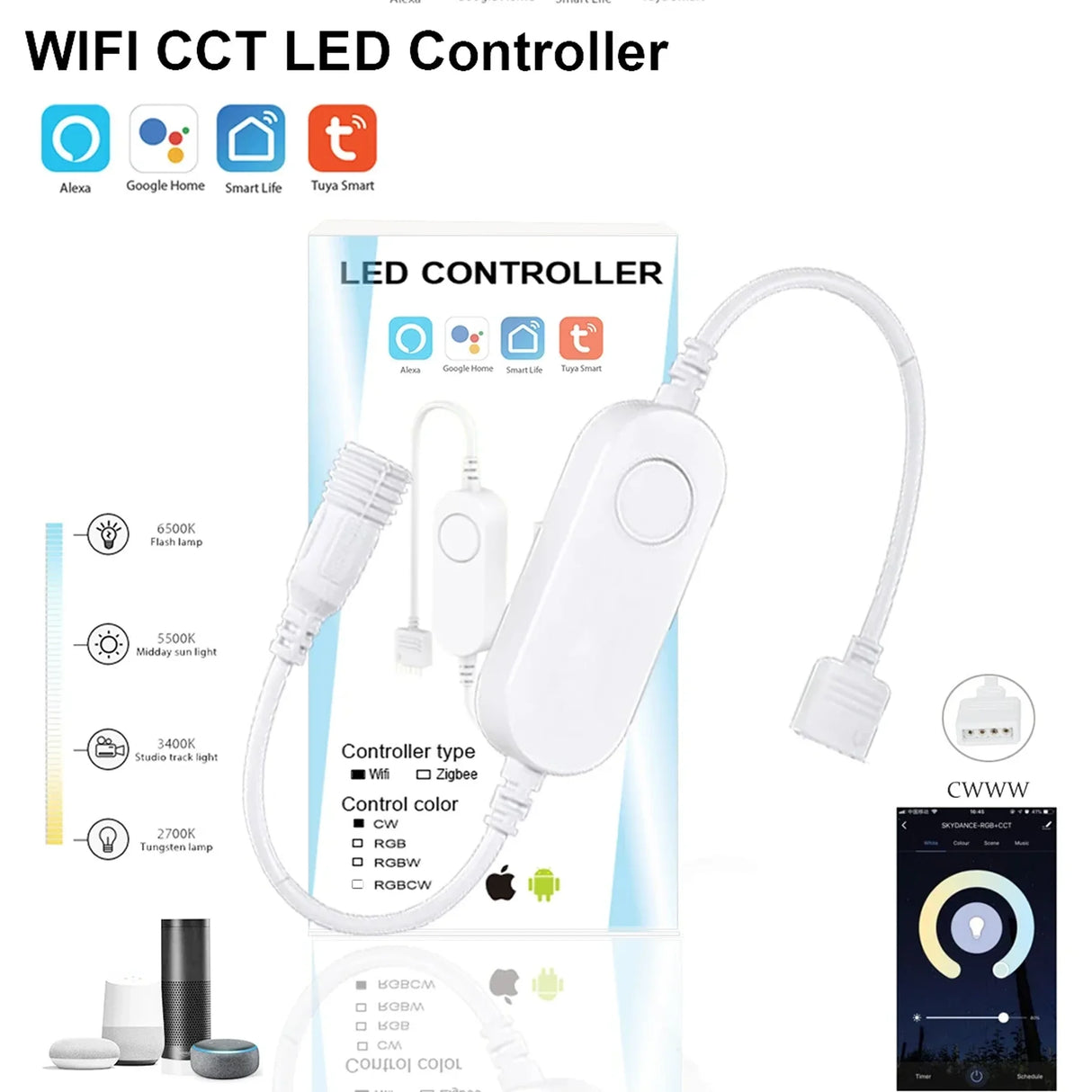 WIFI APP+IR Remote Control RGB/CCT LED Under Cabinet Lighting Dimming Kitchen Counter Furniture Lighting Kit For Decoration