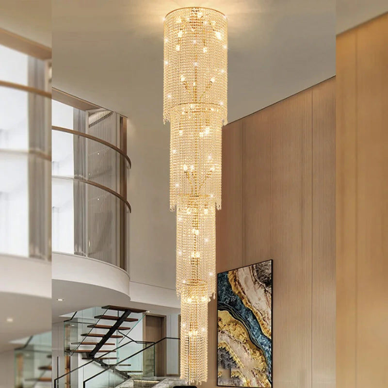 Luxury Crystal Chandeliers Home Villa Living Room Loft Stairs Pendant Lights Ceiling Light Fixture Decorate Lighting Żyrandol