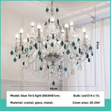 French Green Crystal Candle Chandelier Luxury Romantic Glass E14 Pendant Lights Living Room Art Decor Led Lamparas Bedroom Lamp