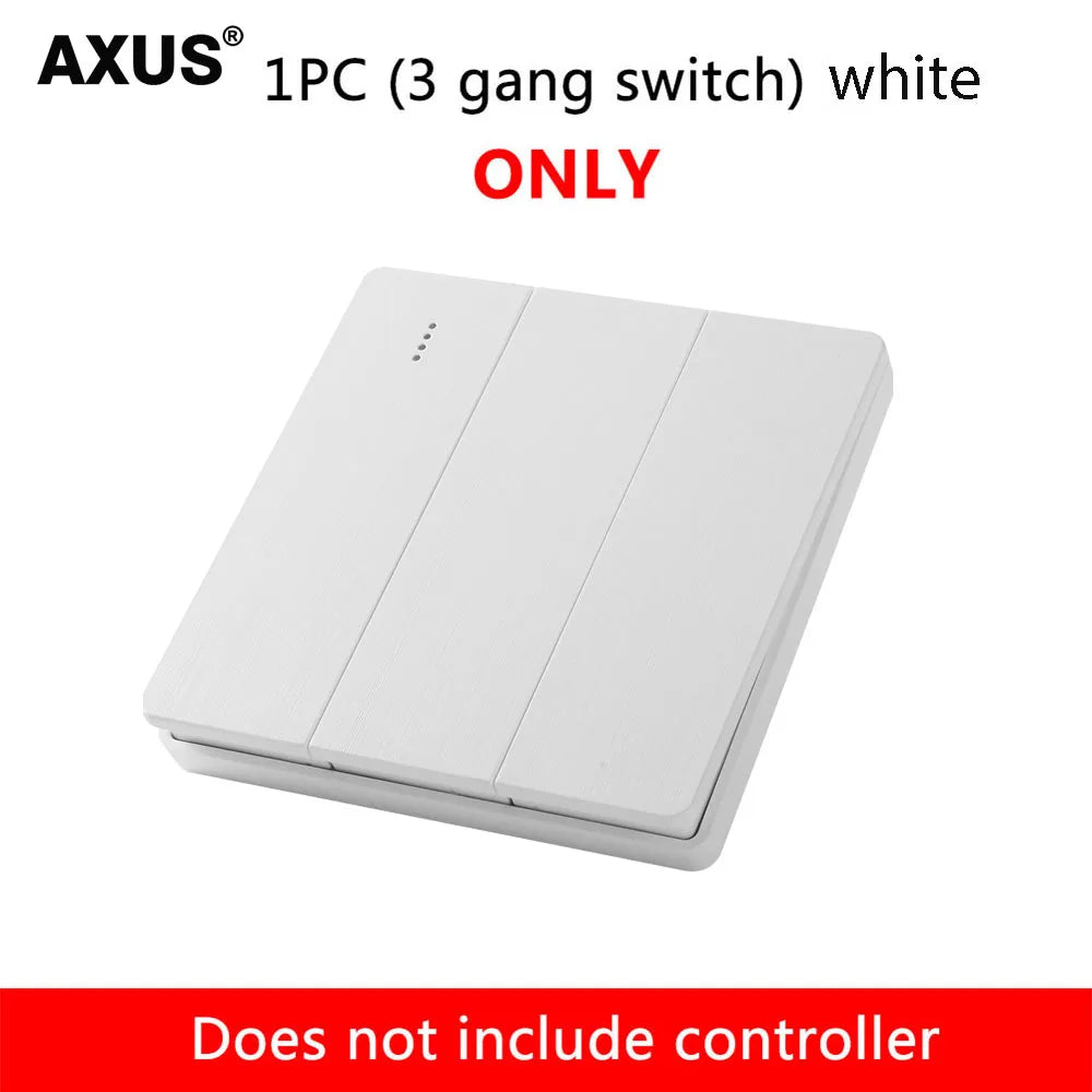 86 Type Wireless RF 433MHz Wall Panel Remote Control (1/2/3 Gang) - Smart Switch Transmitter for LED Light, Lamp & Ceiling Fan