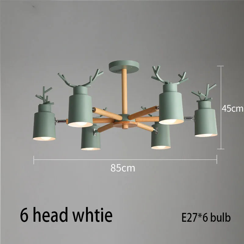 Log chandelier living room bedroom ceiling pendant light fixtures kitchen ceiling lighting deer design e27 light