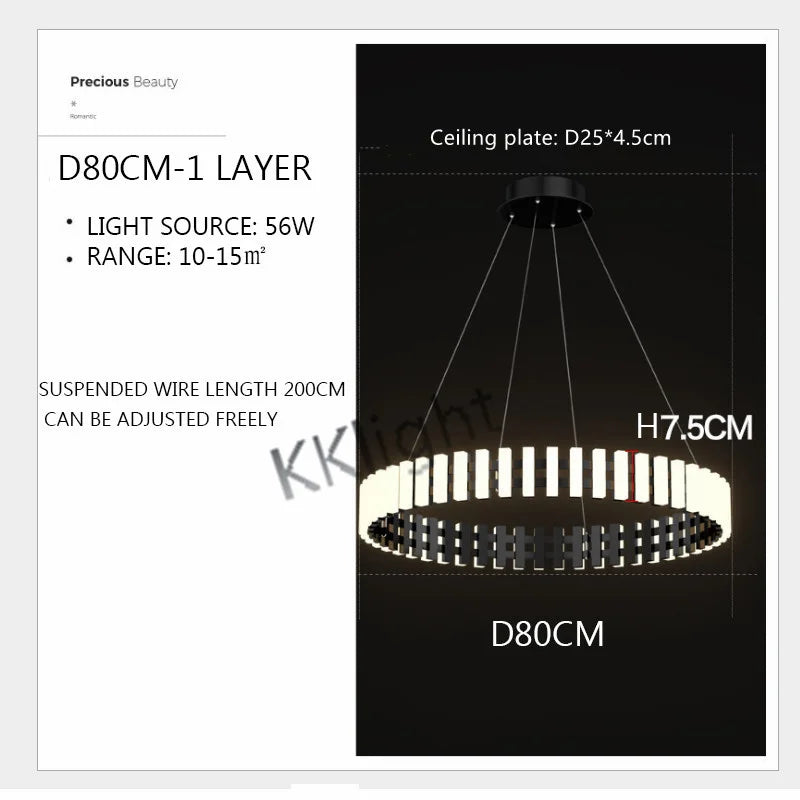 Modern New Simple Duplex LED Chandelier Bedroom Living Dining Room Decoration Art Ring Pendant Lamp Luster Fixture Indoor Lighti