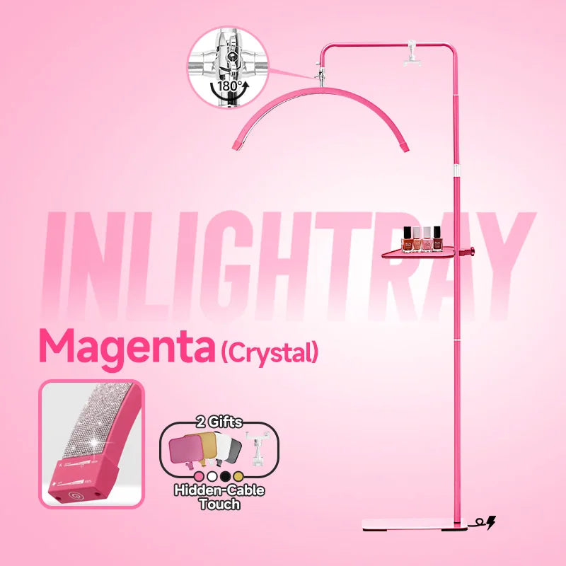 2027 New Free Logo L80 LED Lash Light Half-Moon Beauty Floor Lamp for Eyelash Extensions Hidden Cable Touch Salon Nail Tattoo