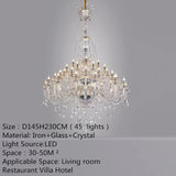 European Luxury Crystal Chandelier LED Living Room Restaurant Bedroom Villa  Hotel Duplex Building Candle Pendent Lamp