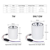 LED Ceiling Lamp 7W 12W Spotlight Aluminum COB Surface Mounted Spot Light AC85-265V Downlight for Kitchen Hallway Indoor Lightin