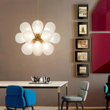 Modern Blue Glass Bubble Ball Chandelier Light - Decorative Ceiling Pendant Lighting Fixture for Living Room, Bedroom & Dining Room