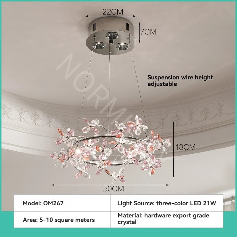 French Luxury Crystal Chandelier Romantic Princess Room Bedroom Master Light High-end Dining Room Crystal Wreath Light Fixture