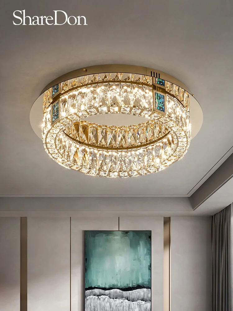 Crystal ceiling lamp master bedroom light luxury modern minimalist creative study design living room room lighting