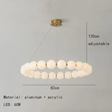 Nordic Modern Minimalist Luxury LED Chandelier Cream Pearl Circle Pendant Light Home Room Decoration for Living Dinning Bar Lamp