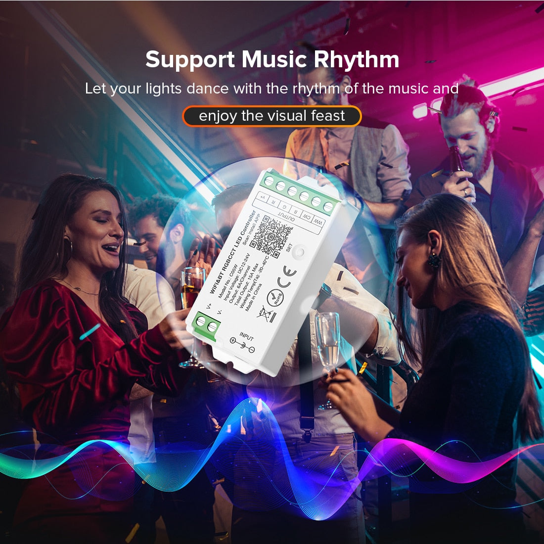 Smart LED Controller, Tuya WiFi, Alexa, Google Home, Bluetooth Voice Control, Dynamic Lighting Control, CCT, RGB, RGBW, Dimmer, iOS, Android, 2.4G, DC12V, DC24V, Intelligent Connectivity, Dynamic Light Modes, User-Friendly Compatibility, Versatile Voltage Support, Effortless Control, Max Load Power, Durable Craftsmanship, Certified Quality, Two-Year Warranty, WiFi and Bluetooth Connection, Lighting Ambiance, Lighting Control Options.