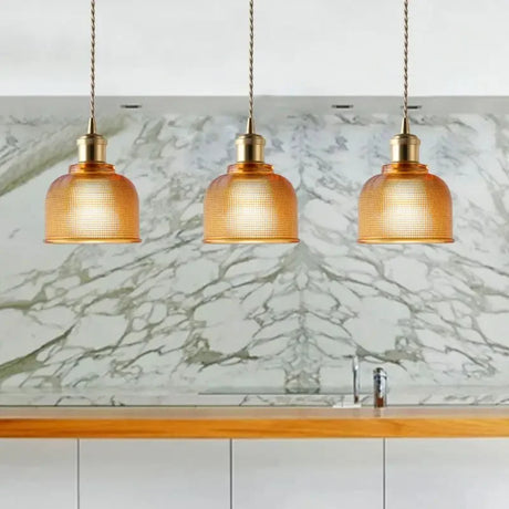 Nordic Glass Pendant Light Creative Minimalist Modern Lamp for Restaurant With Transparent Lampshade Brass Color and E27 Socket