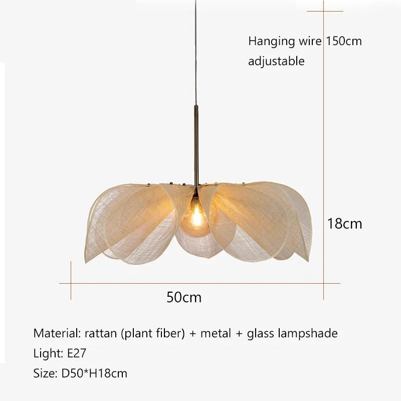 Japanese Wabi-Sabi Vintage Fabric Pendant Light - Retro Textile Hanging Ceiling Lamp Fixture for Living Room, Restaurant & Hotel Mood Lighting