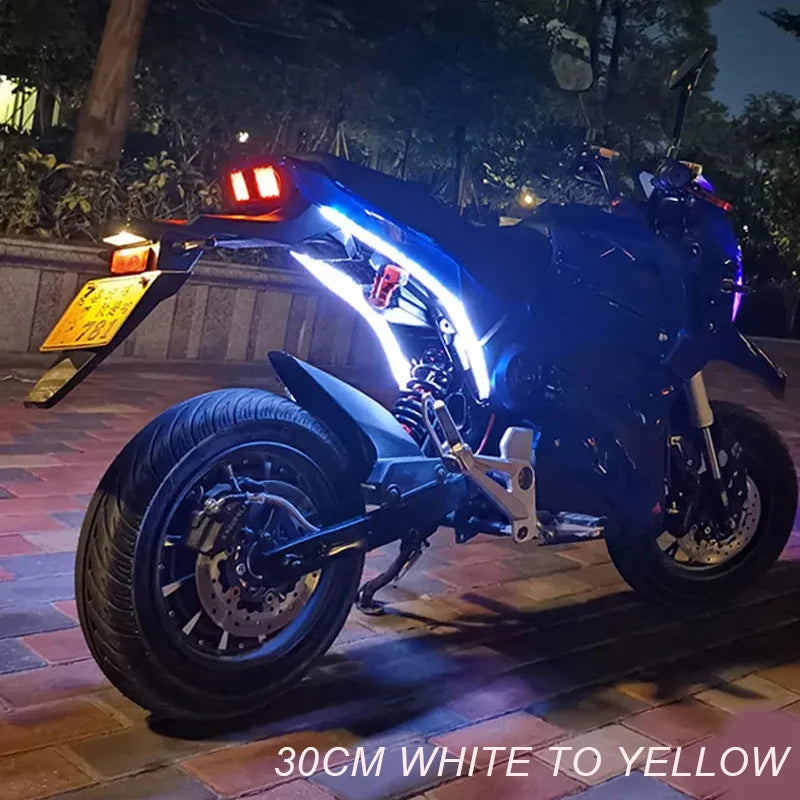 2pcs Motorcycle LED Turn Signal Lights - Waterproof DRL Flowing Strip