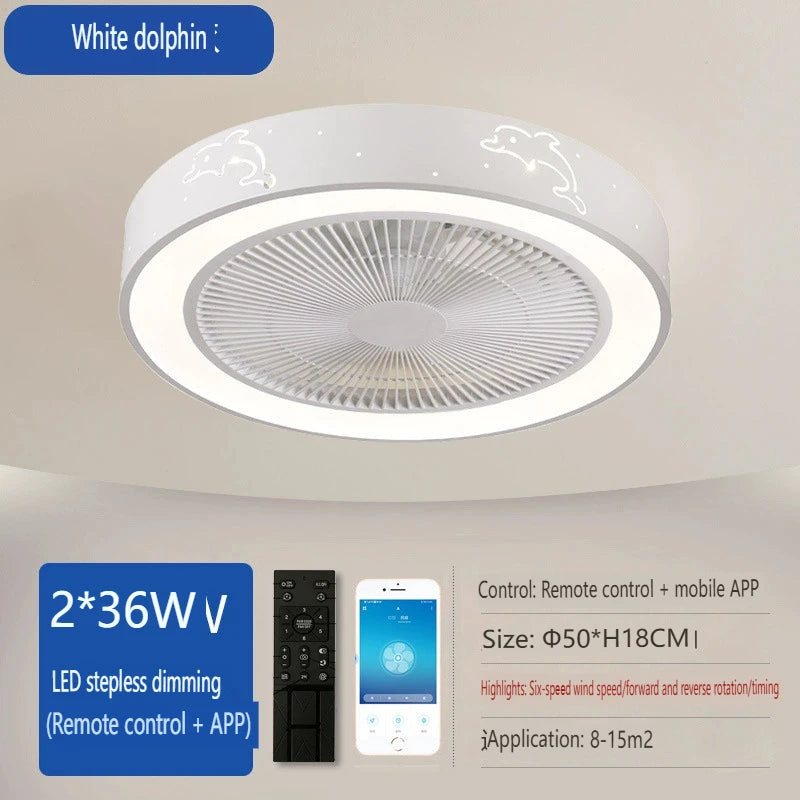 Modern ceiling fan lights for bedrooms, living rooms, dining rooms, invisible ceiling fans, Nordic minimalist and silent 110V 220V