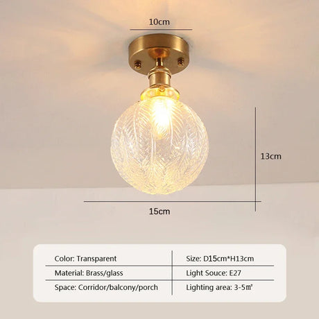 Retro LED Glass Ceiling Lights Nordic Brass Flower Aisle Decors Fixtures Living Room Corridor Balcony lamp Home Lighting Lusters'