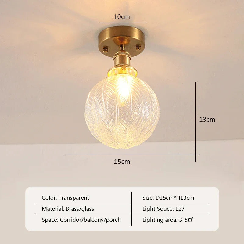 Retro LED Glass Ceiling Lights Nordic Brass Flower Aisle Decors Fixtures Living Room Corridor Balcony lamp Home Lighting Lusters&#39;