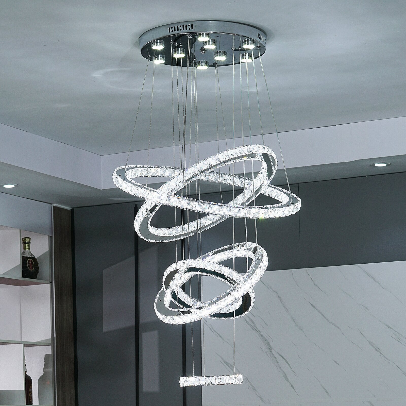 Modern Luxury Led Crystal Chandelier Hanging Lighting Crystal Lustre Pendant Lamparas Ceiling Fixtures Luminaire for living room