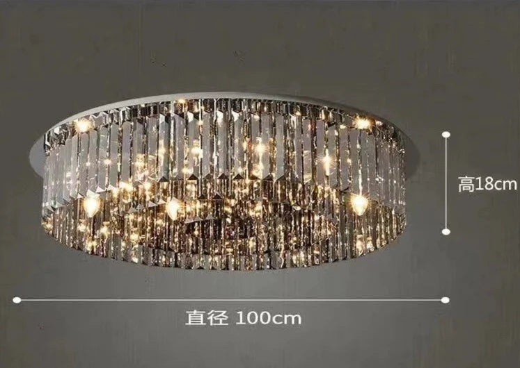 New Luminaires Modern Light Luxury Crystal Light Ceiling Living Room Atmosphere Simple Bedroom Restaurant Circular Fashion