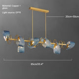 Creative All-copper Headboard Chandelier Light Luxury Individual All-copper Bedroom Blue Glass Lamp Indoor Home Decor G9 Bulb
