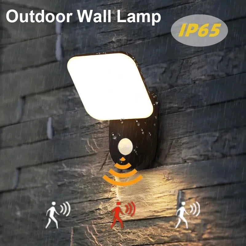 PIR Motion Sensor Outdoor Wall Lamps LED 12W IP65 Waterproof Aluminum Garden Porch Light Corridor Entrance Sconce Decor Lighting