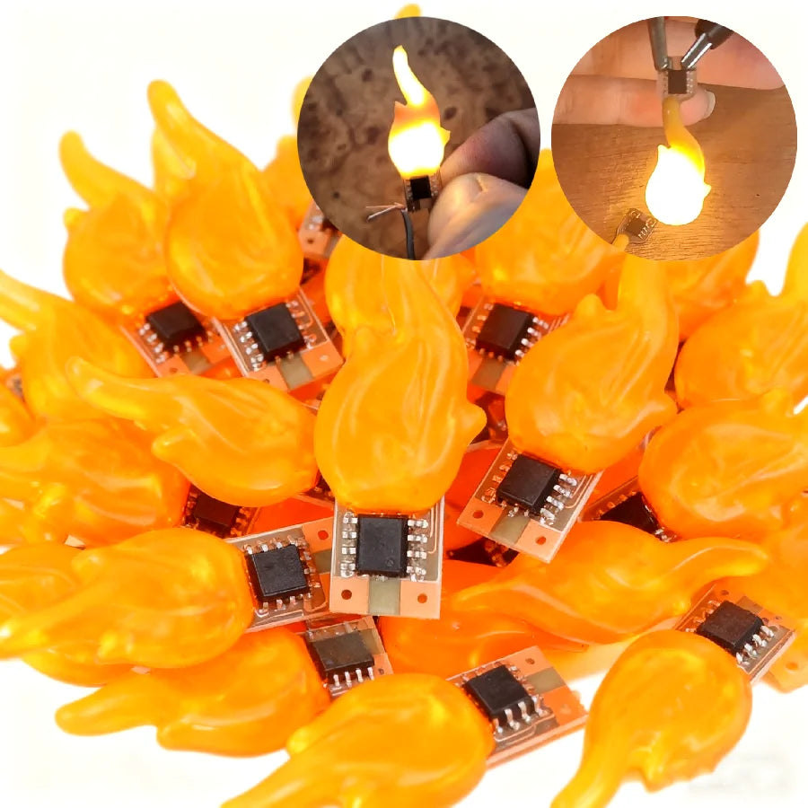 DC 3V–5V LED COB Flame Filament Diodes (1–100 PCS Wholesale) - Warm White 2200K Candle Flickering Light for DIY Christmas & Party Decor