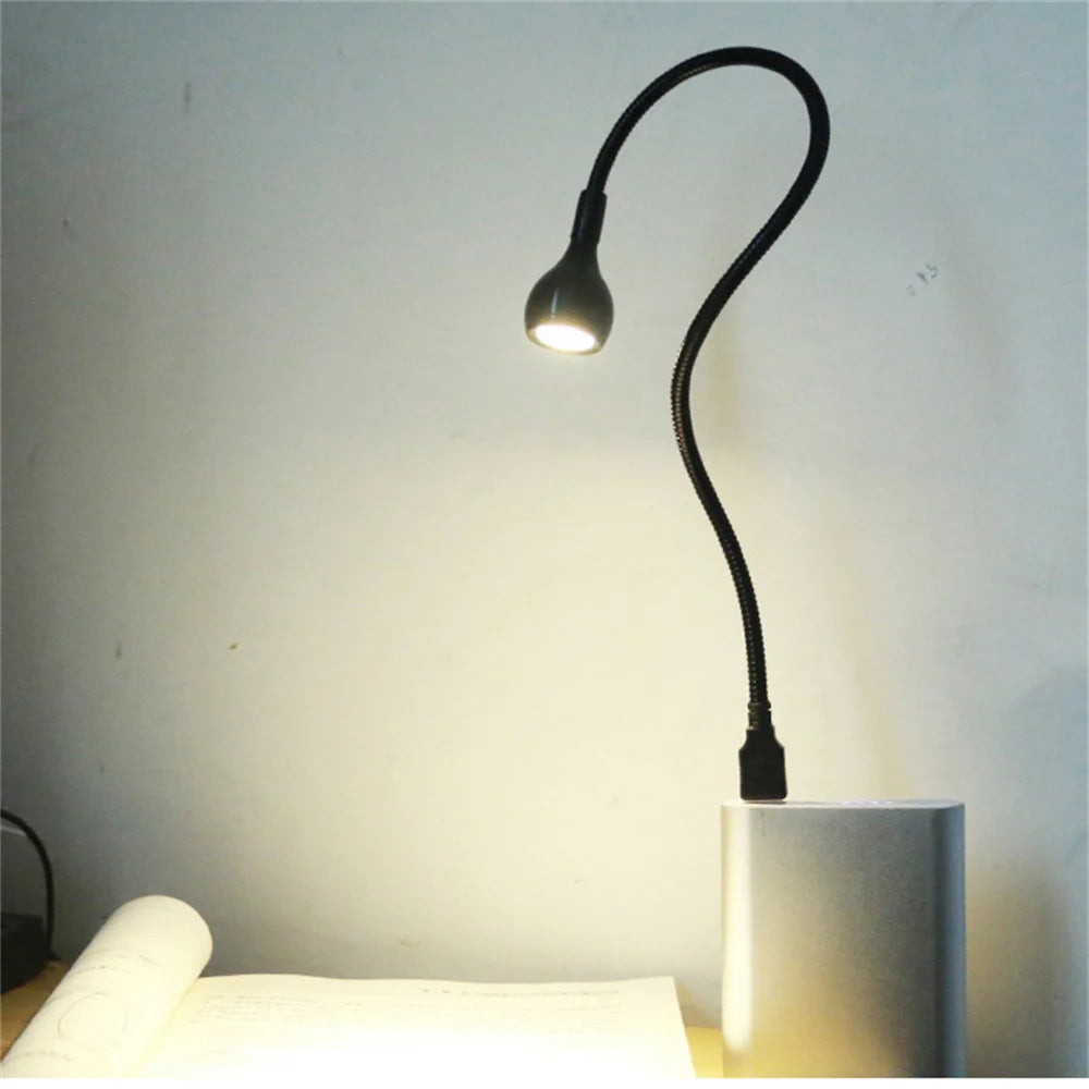3W Metal Led Book Light USB Powered with Flexible Gooseneck White/Black Shell Portable Reading Lamp for Bedroom,Laptop