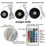 Black Round Solid Wood Luminous Base - LED Light Stand for Crystal Balls & Glass Ornaments