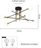 Modern Chandelier Nordic Semi Flush Mount Ceiling Lamp Brushed Antique Gold Home Decor Lighting Fixture