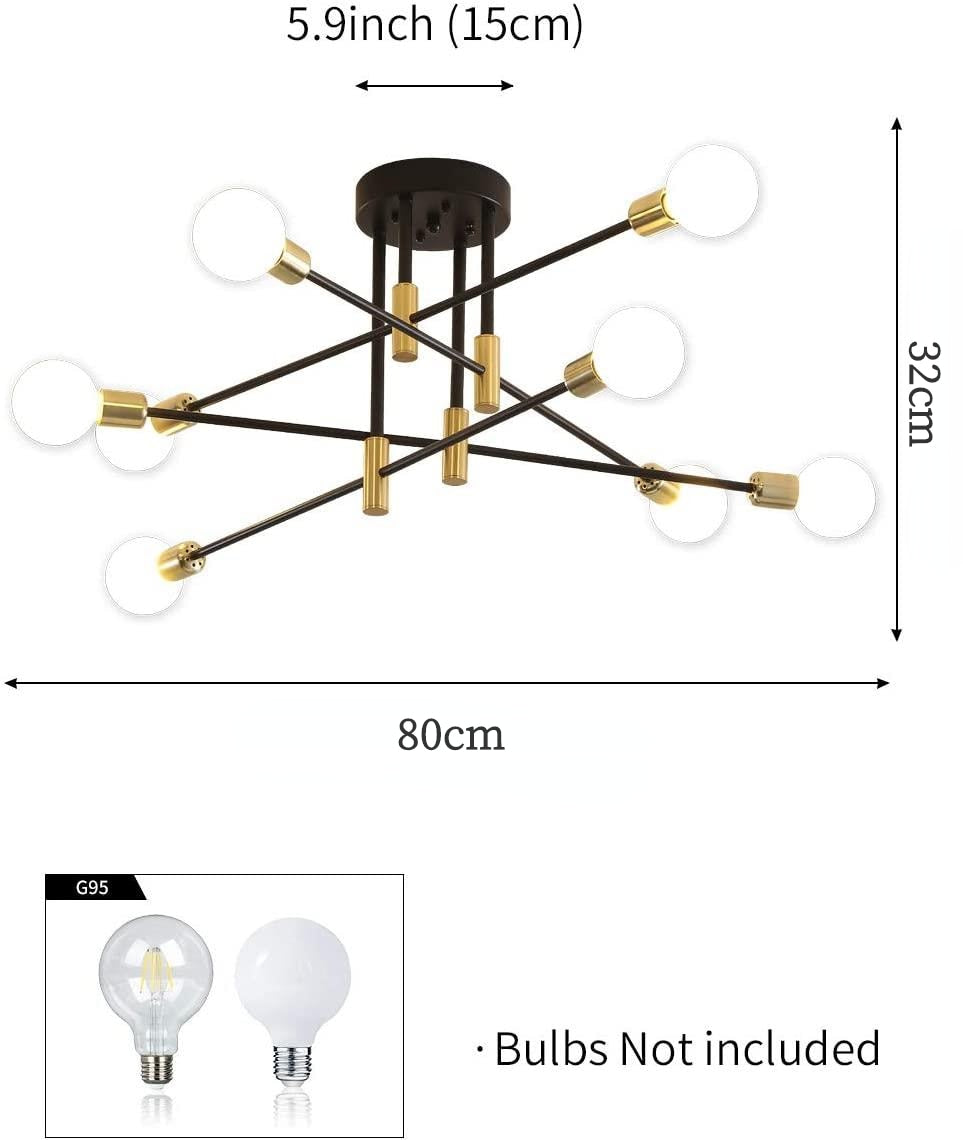 Dropshipping Modern Sputnik Chandelier Nordic Semi Flush Mount Ceiling Lamp Brushed Antique Gold Home Decor Lighting Fixture