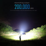 200000 Lumen High Power LED Flashlight with 32 XH70 II High Brightness, 100W Type-C Professional Searchlight