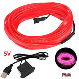 1M/2M/3M/5M Colour Car Interior Lighting LED Strip Auto Decoration Wire Rope Tube Line Flexible Neon Lights USB Drive Atmosphere