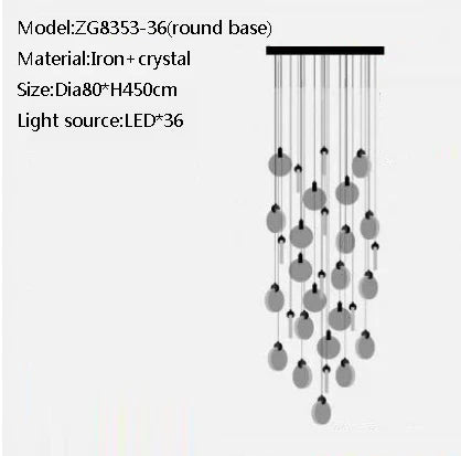 Duplex Staircase Pendant Lamps 2025 New Light Luxury Crystal Revolving Jump Floor Loft Apartment Living Room Long Chandeliers