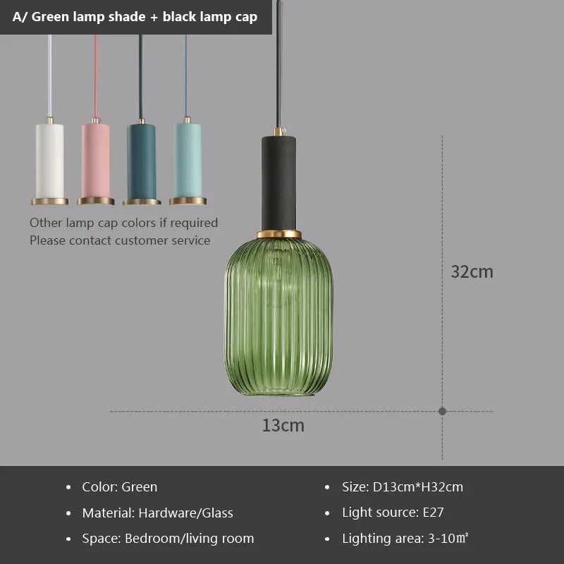 Nordic Retro restaurant colorful Glass pendant lights Creative living room Lamp Simple bedside lamp LED E27 light