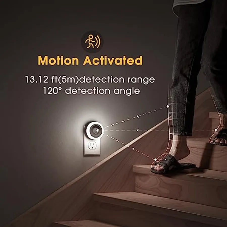 Night, [2 Pack] Night Lights Plug into Wall, Auto On/Off Motion Activation Nightlight, Energy-Saving 0.6W LED, Daylight, Ideal